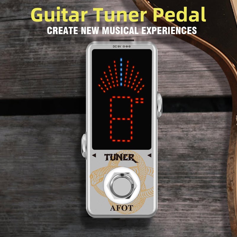 AFOT Tuner Pedal,Chromatic Guitar Tuner Pedal Fast and Accuate Tuner for High Precision ± 1 Cent with Pitch Indicator for Electric Guitar and Bass True Bypass - Image 1